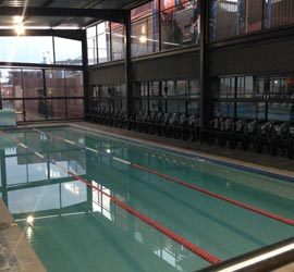 View of the larger MySwim swimming pool from the waiting area