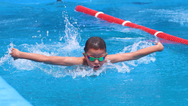 Child swimming butterfly