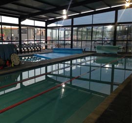 View of both the MySwim swimming pools from the entrance